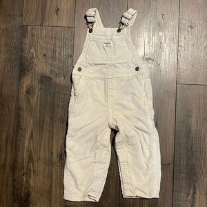 White corduroy toddler overalls